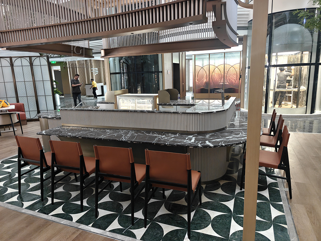 希尔顿花园酒店大堂休闲洽谈圆桌公区家具定制